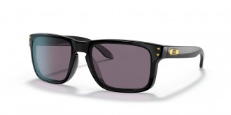 Oakley Holbrook Low Bridge Fit sunglasses Polished Black Gold frame Prizm Grey lens