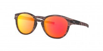 Oakley Latch Latch Low Bridge Fit Woodtstain Collection sunglasses Rosewood frame Prizm Ruby lens