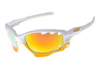 Oakley limited edition fathom racing jacket sunglasses in polished white / fire iridium