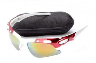 Oakley plate sunglasses in red / white and fire iridium