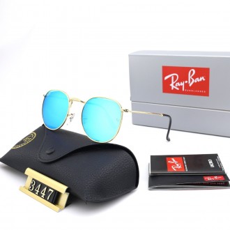 Ray Ban RB3447 Sunglasses Ice Blue/Gold with Black