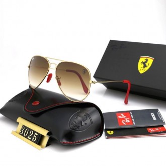 Ray Ban RB3025 Sunglasses Gradient Brown/Gold with Red