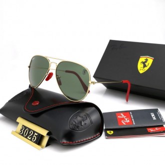 Ray Ban RB3025 Sunglasses Green/Gold with Red