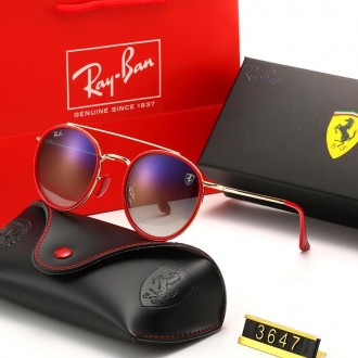 Ray Ban RB3647 Sunglasses Gradient Blue/Red with Gold