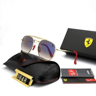 Ray Ban RB3648 Sunglasses Gradient Gray/Gold with Red