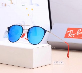 Ray Ban RB3607 Sunglasses Blue/Silver with Red