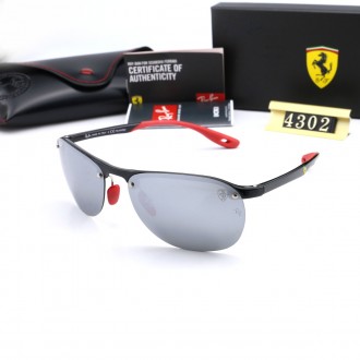 Ray Ban RB4302 Sunglasses Gray/Black with Red