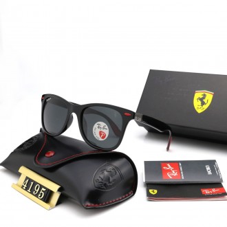 Ray Ban RB4195 Sunglasses Black/Black with Red
