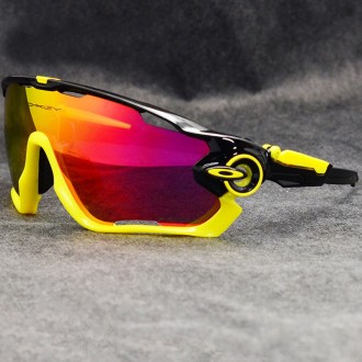 Oakley Jawbreaker Sunglasses Black with Yellow/Ice Red