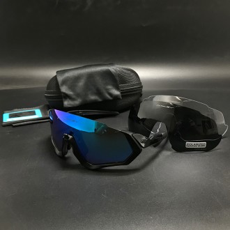 Oakley Flight Jacket Sunglasses Black/Blue Iridium  + Gray and Clear Lens (free)