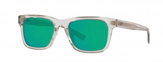 Costa Tybee Mens Sunglasses Shiny Light Gray Crystal/Green Mirror