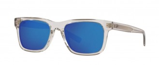 Costa Tybee Mens Sunglasses Shiny Light Gray Crystal/Blue Mirror