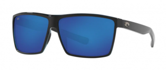 Costa Rincon Mens Sunglasses Shiny Black/Blue Mirror
