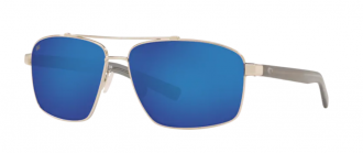Costa Flagler Mens Sunglasses Silver/Blue Mirror