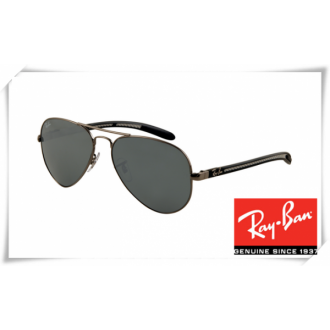 Ray Ban RB8307 Aviator Tech Sunglasses Carbon Fibre Gunmetal Frame Grey Lens