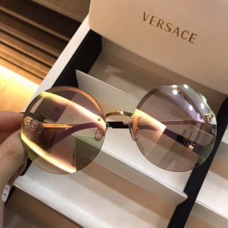 Versace 2176 Retro Medusa Logo Round Frame Sunglasses Orange Pink