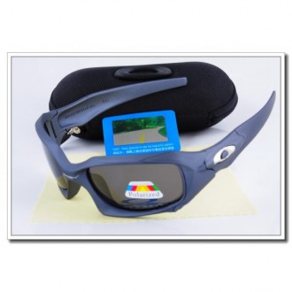 Cheap Oakley Pit Boss Polarized Sunglasses Blue Frame Slate grey Iridium Lens Sale