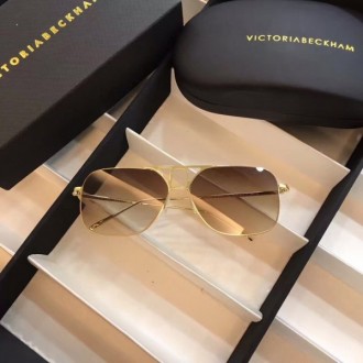 Victoria Beckham Gradient Lens Square Sunglasses Gold Grey