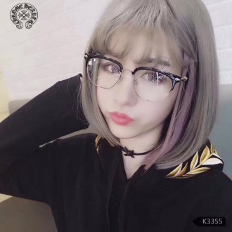 Chrome Hearts Square Half Frame Glasses Black shiny Silver Frame
