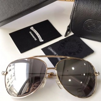 Chrome Hearts Glasses Polarized Gray Lenses White Gold Frame