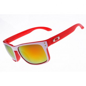 Oakley Holbrook Sunglasses Red White Frame Fire Yellow Lens
