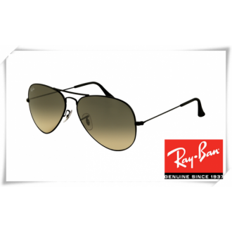 Ray Ban RB3025 Aviator Sunglasses Black Frame Black Gradient Green Lens