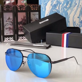 Thom Browne Rimless Sunglasses TB-115 Blue Lenses