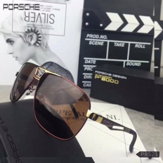 Mens Porsche Design P8521 Aviators Sunglasses Brown Red