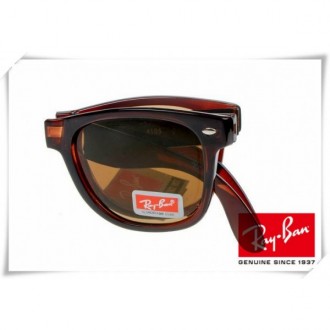 Ray Ban RB4105 Folding Wayfarer Sunglasses Brown Frame Brown Lens