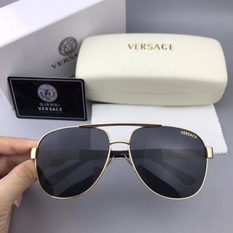 Versace VE0809 Fashion Sunglasses Black Lenses Gold Frame