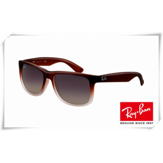 Ray Ban RB4165 Justin Sunglasses Rubber Brown Gradient with Transparent Frame Grey Lens