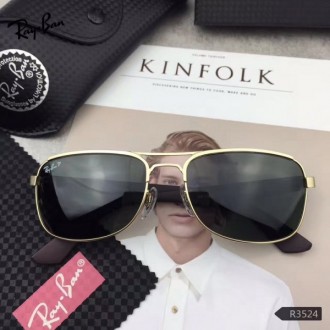 Men's Women's Ray Ban Polarized Sunglasses Black Gold
