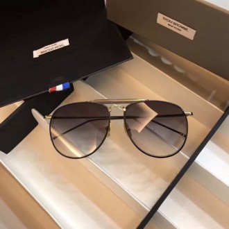 Thom Browne TB015B Sunglasses Light Gray Lenses Black Frame