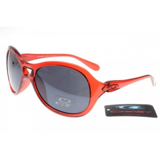 Oakley Women Overtime Round Sunglasses Crystal Red Frame Grey Lens