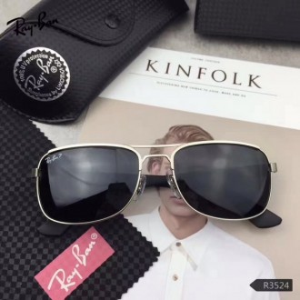 Ray Ban A3524 Polarized Sunglasses White Frame Black Lenses