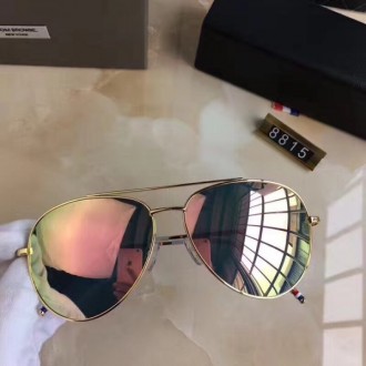 Women's Thom Browne Polarized Sunglasses B8815 Dark Pink Lenses Metal Frame