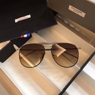 Thom Browne TB015B Sunglasses Light Brown Lenses Black Frame