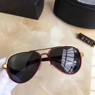 Porsche Design Gold P8740 Aviators Sunglasses Black Red