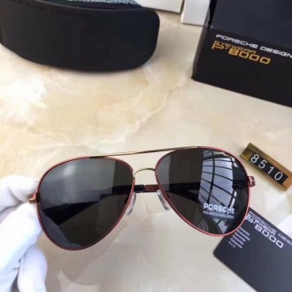 Porsche Design Gold P8510 Sunglasses Polarized Red Black
