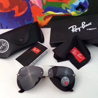 Ray Ban RB3515 Men's Women's Rimless Polarized Sunglasses Black