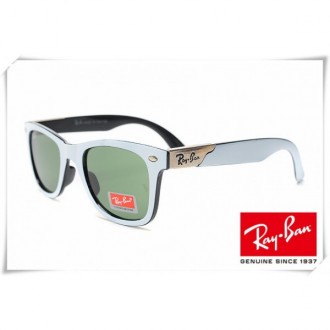 Ray Ban RB2157K Ultra Wayfarer Sunglasses Black White Frame Classic Green Lens