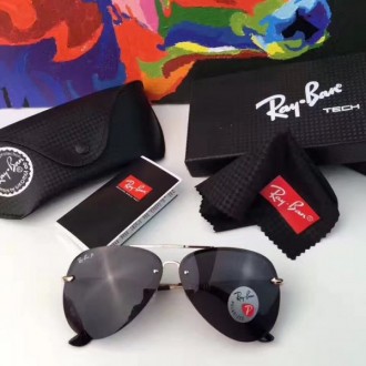 Men's Women's Ray Ban RB3515 Rimless Polarized Sunglasses Black