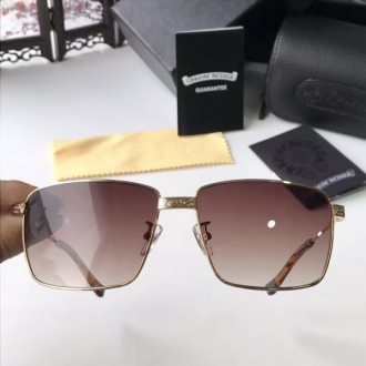 Chrome Hearts Fashion Sunglasses H1025 Brown Lenses Gold Frame