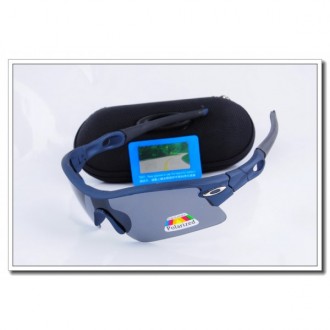 Cheap Oakley radar Polarized Sunglasses Blue Frame Slate grey Iridium Lens Sale