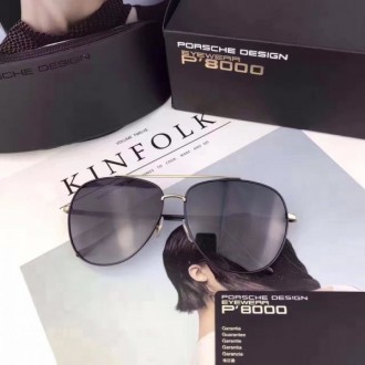 Porsche Design Gold P'8000 Aviators Sunglasses Polarized Black