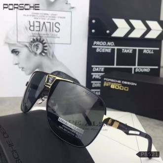 Mens Porsche Design P8521 Aviators Sunglasses Black Gold