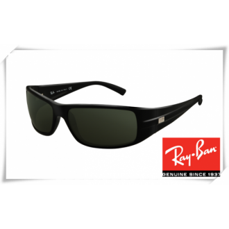 Ray Ban RB4057 Sunglasses Black Frame Deep Green Lens