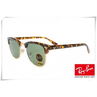 Ray Ban RB3016 Classic Clubmaster Sunglasses Tortoise Orange Frame Green G-15 Lens