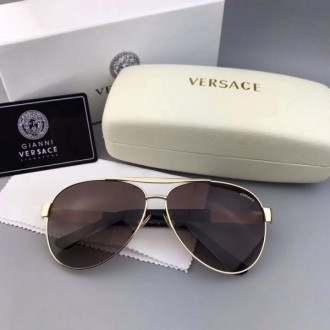 Versace VE0806 Polarized Sunglasses Brown Lenses Gold Frame