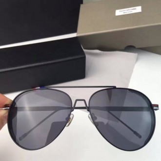 Thom Browne TB6489 Polarized Aviators Sunglasses Gray Black